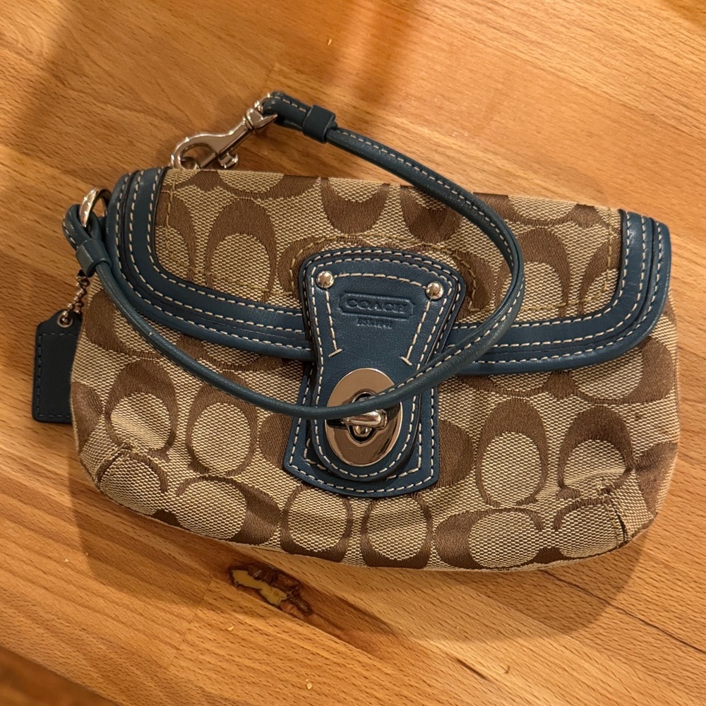 Coach Brown and Blue Clutch